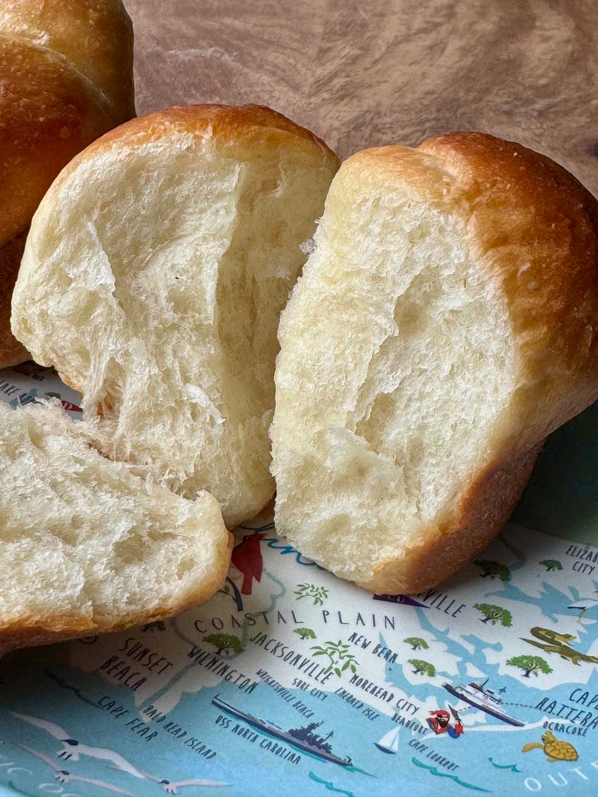 Potato Flour Cloverleaf Rolls light enough for Eastern North Carolina.